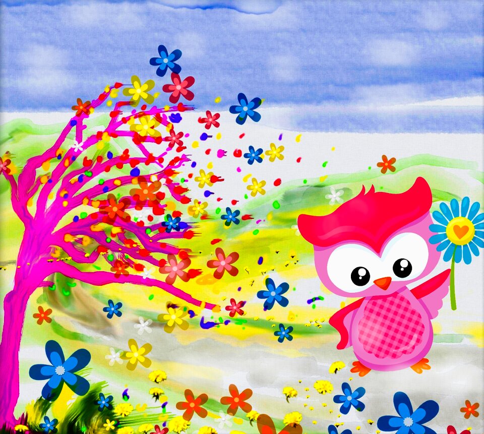 Windy day fantasy art children's wall art