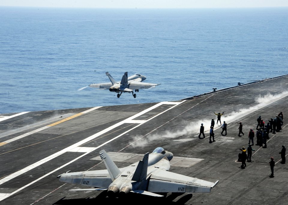 A Super Hornet launches from USS Dwight D. Eisenhower. (8701368085)