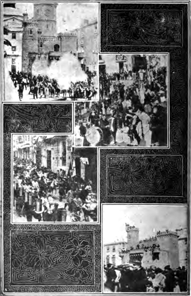 Alcoy. 10. I Comparsa asturiana II Procesión III Entrada labradores IV Toma castillo