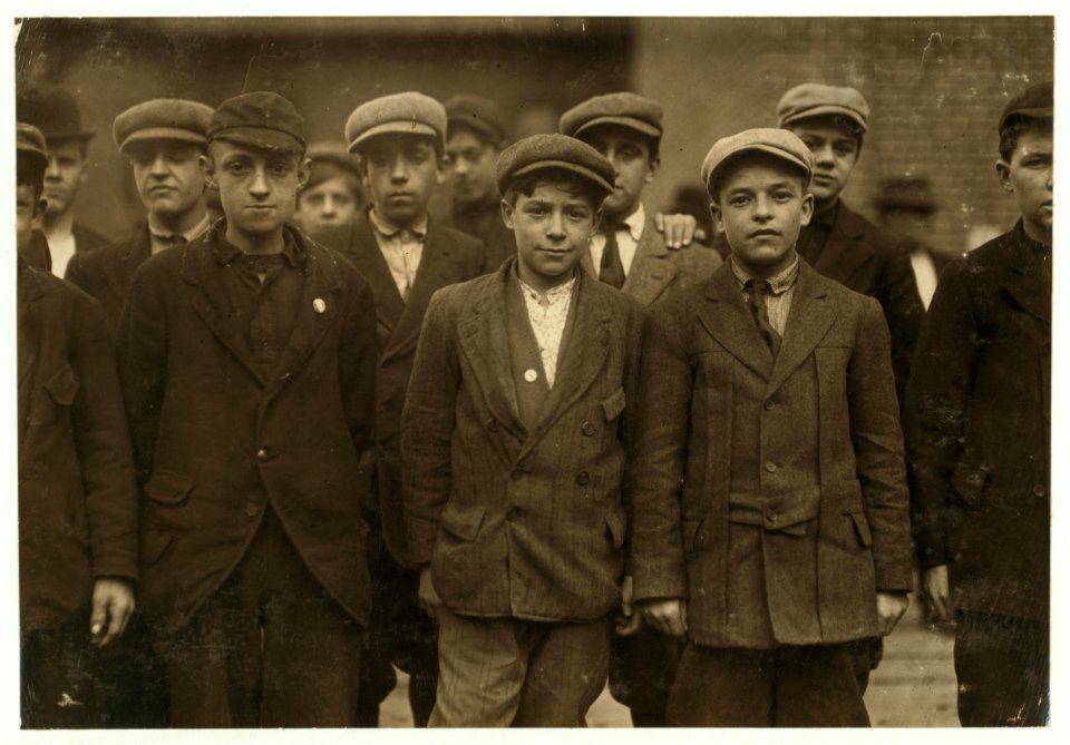 Alexander Durand, 35 Tucker Street, next boy in middle of picture appears 12 years old. Is in mill room No. 2. Joseph Courtois, 33 Tucker St., at the right Alex. appears about 13 years old. LOC cph.3b43674