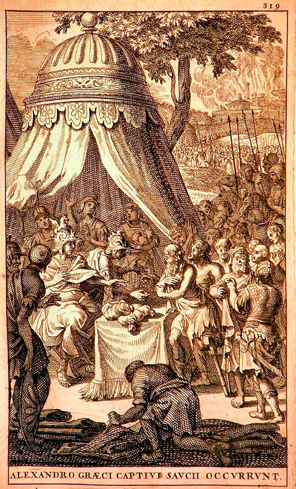 Alexander meets the mutilated Greek captives of the Persians (1696)