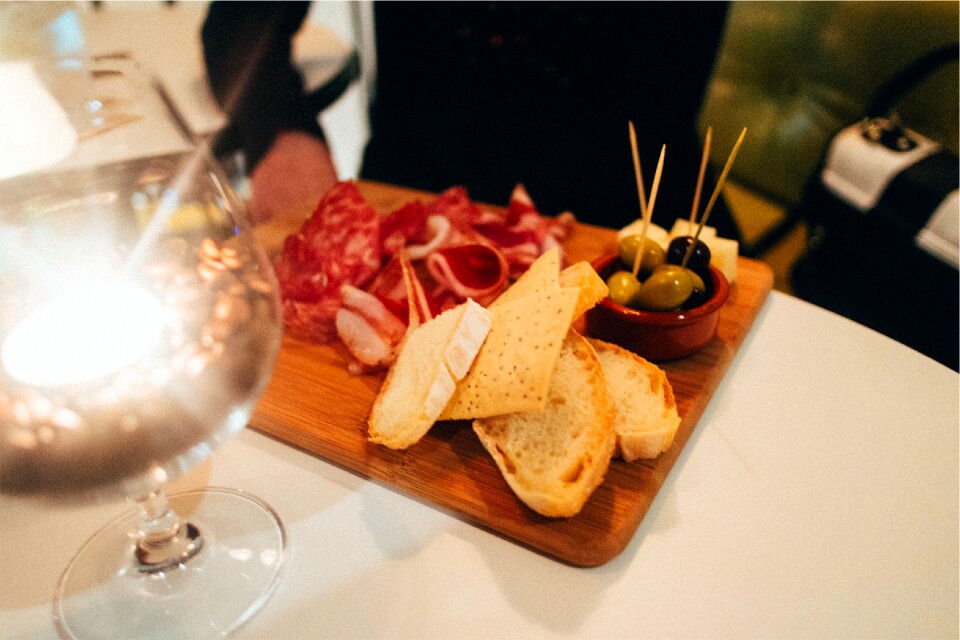 Bread cheese olives photo