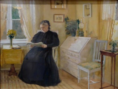 Alexandra Edelfelt in the yellow drawing room at Haikkoo, by Albert Edelfelt (frame cropped)