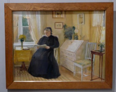 Alexandra Edelfelt in the yellow drawing room at Haikkoo, by Albert Edelfelt