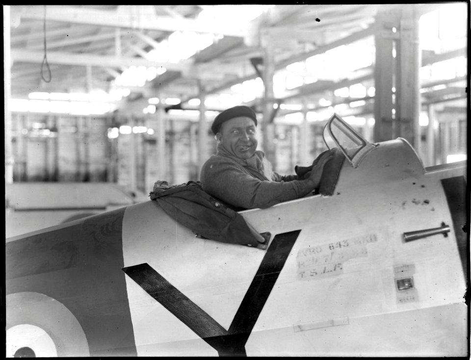 Alfi Fowler in the cockpit of Arvro Anson from The Powerhouse Museum