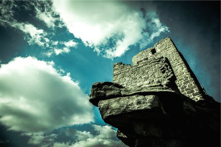 Rocks blue sky clouds
