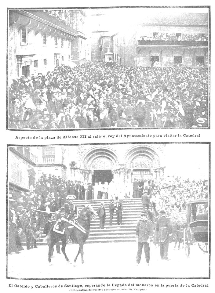 Alfonso XIII en Santiago de Compostela, de Campúa, Nuevo Mundo, 28-07-1904