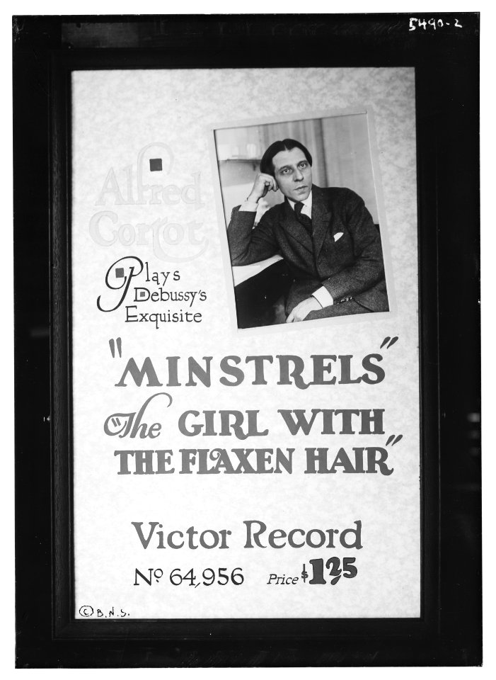 Alfred Cortot plays Debussy's exquisite Minstrels, The girl with the flaxen hair, Victor Record LCCN2014712786
