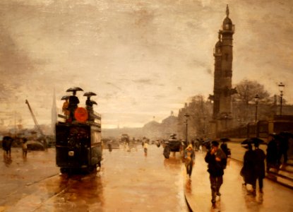 Alfred Smith - Tramway devant les Quinconces par temps de pluie
