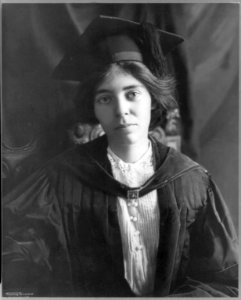 Alice Paul, head-and-shoulders portrait, facing left, in academic robes LCCN2005685495 photo