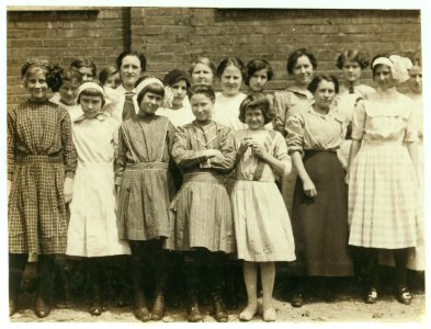 All are workers in the Rome (Ga.) Hosiery Mill. Two working are 11 y(ea)rs old. Some working here only 9 and 10 y(ea)rs old, The youngest got about $3. a week for turning, knitting, or LOC nclc.02742