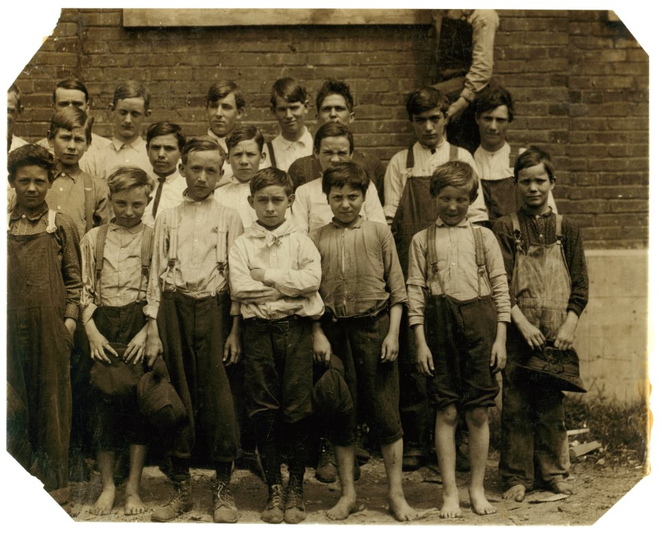 All are workers in the Rome (Ga.) Hosiery Mill. Two working at 11 y(ea)rs old. Some working here only 9 and 10 y(ea)rs old. The youngest got about $3. a week for turning, knitting or LOC nclc.02743