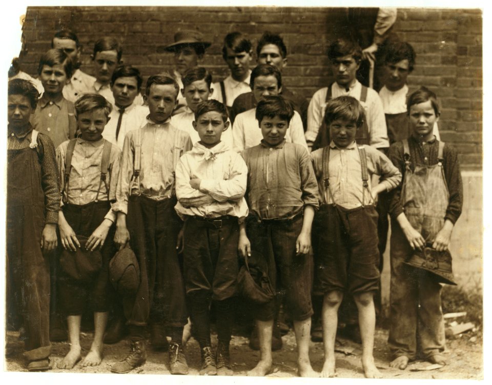 All are workers in the Rome (Ga.) Hosiery Mill. Two working at 11 y(ea)rs. Some working here only 9 and 10 y(ea)rs old. The youngest workers get about $3. a week for turning, knitting, or LOC nclc.02744