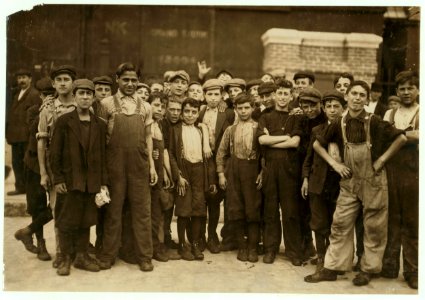 All in photos worked (even smallest girl and boys) and they went to work at (noon) 12-45. Some of the following boys and girls mey be 14, many are not. John Gopen, 189 Elm St. Joseph Stonge, LOC nclc.02329