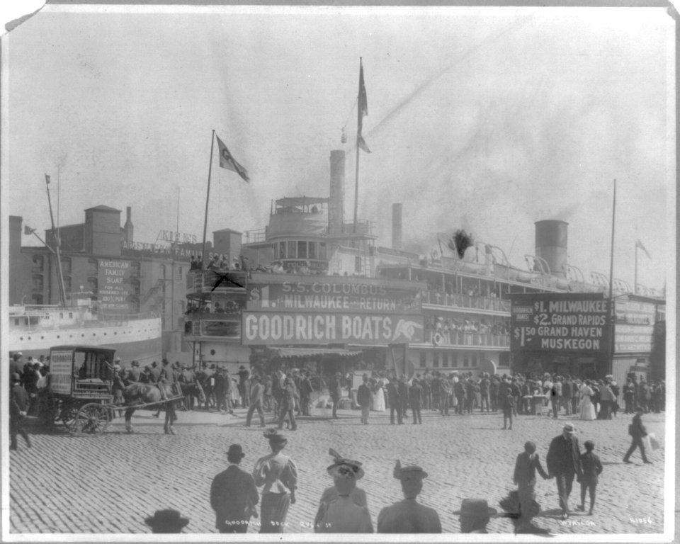 All off to Milwaukee on the whaleback steamer Columbus LCCN2013646351
