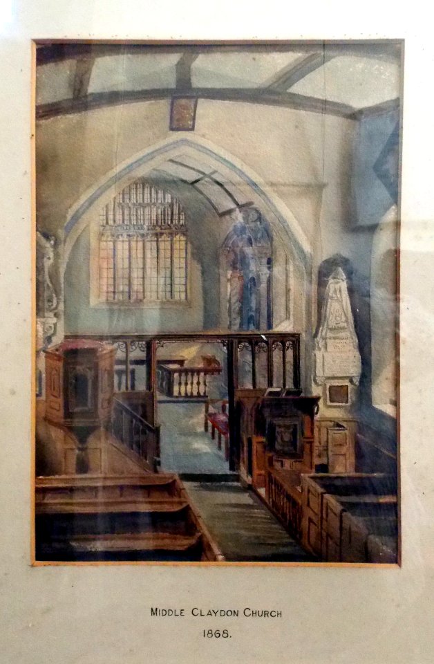 All Saints Church, Middle Claydon, Bucks, England - 1868 watercolour 1