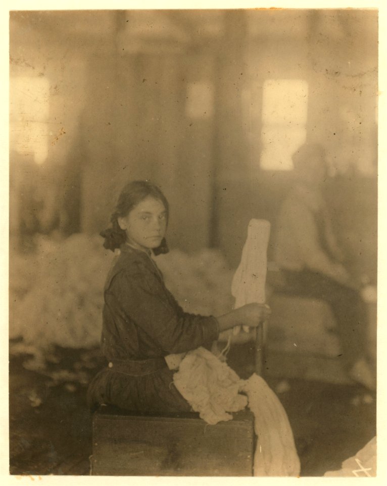 All these are workers in the Cherokee Hosiery Mill, Rome, Ga. Noon, April 10, 1913. The youngest are turners and loopers. Other Hosiery Mills around here employ children of 8 and 9 years. LOC nclc.02781