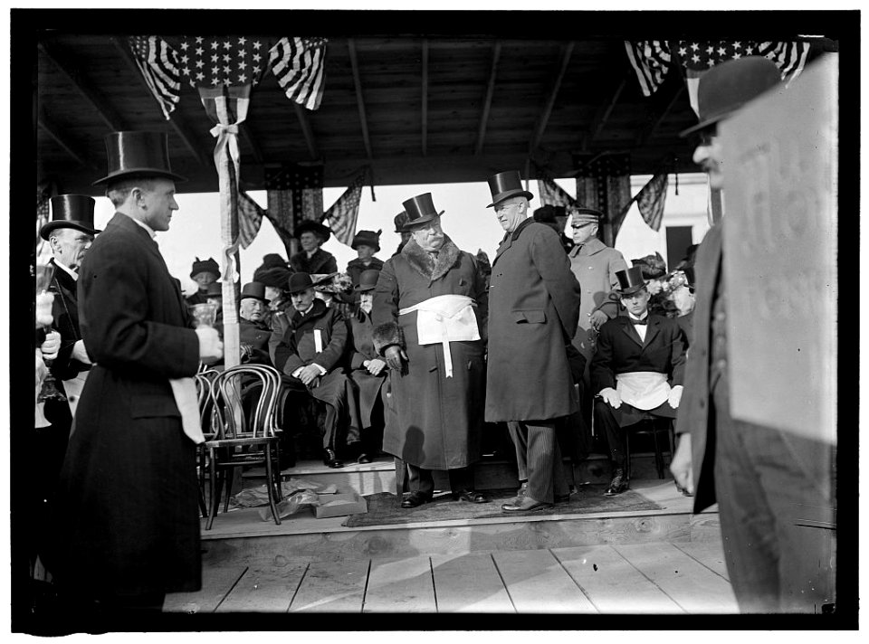 ALL SOULS CHURCH. CEREMONIES AT LAYING OF A CORNERSTONE AT 16TH AND R. CHURCH NOT BUILT THERE, LATER BUILT AT 16TH AND HARVARD ST. SEATED AT RIGHT OF POLE- GEN. WOODHULL; MYRON M. PARKER, LCCN2016864295