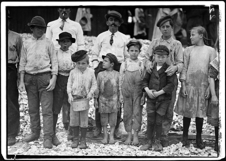 All these are shrimp pickers. Youngest in photo are 5 and 8 years old. Biloxi, Miss. - NARA - 523393