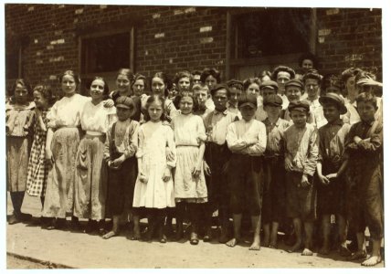 All of these are workers in the Stearns Silk Factory, Petersburg, Va. Not all of the youngsters would get into the photo. I went through the factory during working hours and saw many others LOC nclc.04764