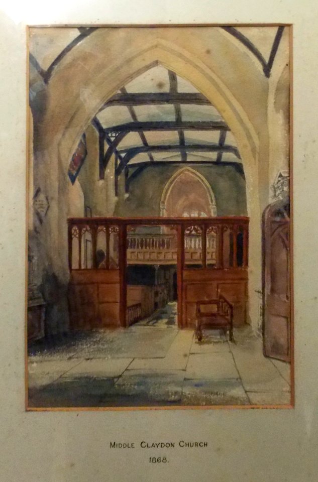 All Saints Church, Middle Claydon, Bucks, England - 1868 watercolour 2