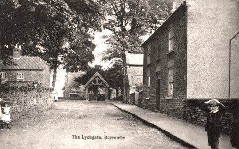 All Saints' Church lychgate at Barrowby, Lincolnshire, England, c.1909