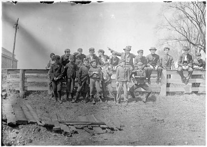 All these boys (and more) worked in the Quidwick Co. Mill. They went in when the signal was given. Anthony, R.I. - NARA - 523181
