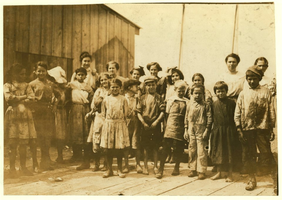 All these pick shrimp at the Peerless Oyster Co. I had to take photo while bosses were at dinner as they refused to permit children to be in photos. Out of 60 workers, 15 were apparently LOC nclc.00899