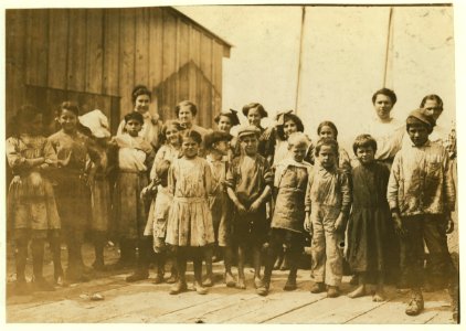 All these pick shrimp at the Peerless Oyster Co. I had to take photo while bosses were at dinner as they refused to permit children to be in photos. Out of 60 workers, 15 were apparently LOC nclc.00899
