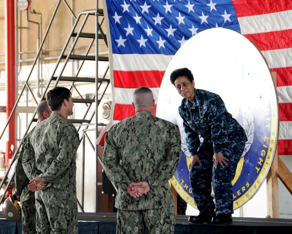 All-hands call at Naval Station Rota 150309-N-VJ282-060
