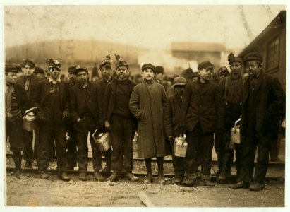All these, including boys in middle and left end of photo, work underground in the Bliss Colliery of the D.L.&W., near Nanticoke, Pa. LOC nclc.01125