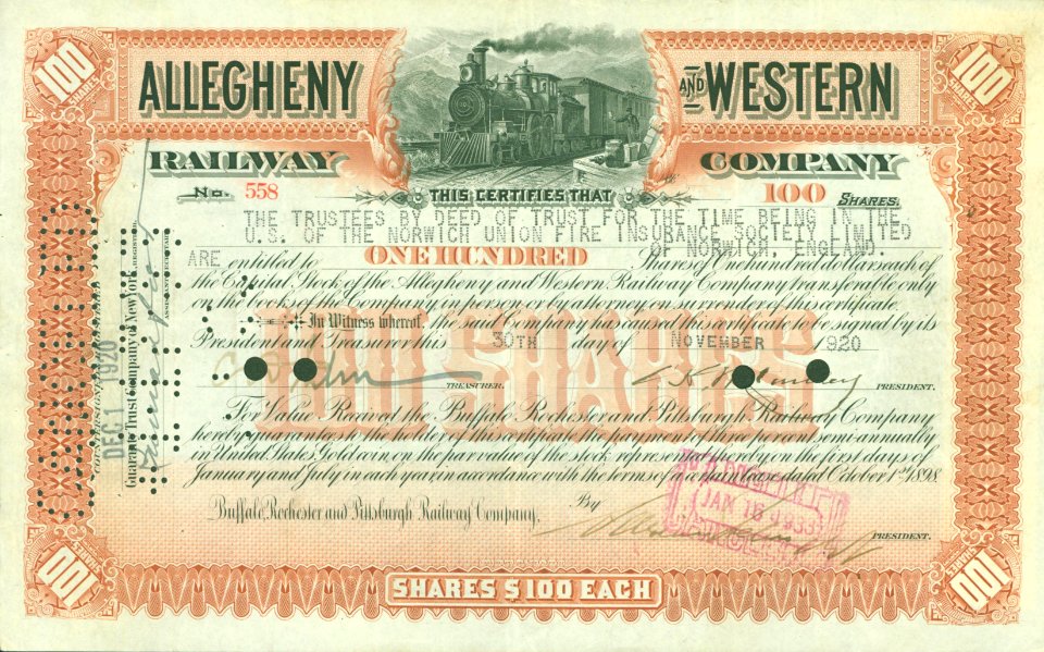 Allegheny and Western RW 1898