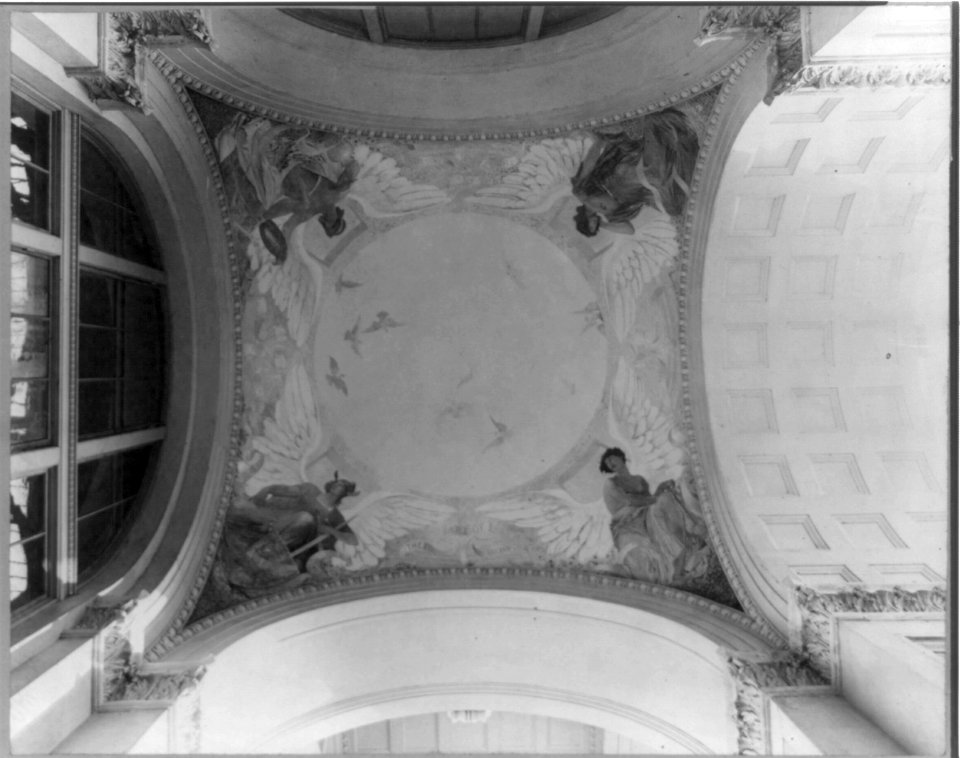 Allegorical mural paintings on dome of Manufacturer's Building, Chicago World's Fair, 1893- Armorer, Ironwork, Brasswork (by Blashfield) LCCN2003678072