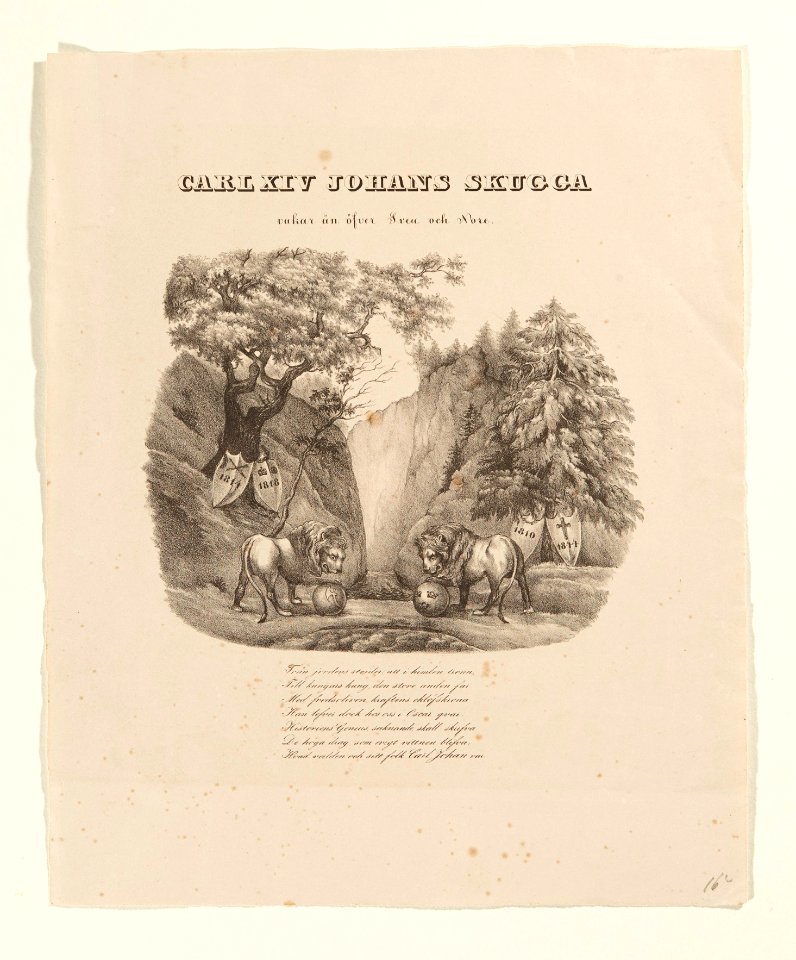 Allegorisk bild över Sverige och Norge, i samband med Karl XIV Johan död - Skoklosters slott - 97944