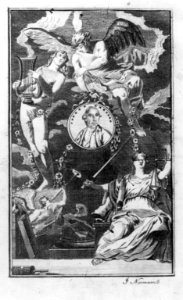 Allegory- Nature stands ready to strike the lyre, as Liberty presents medal to Washington; Fame blows her trumpet, and Astrea finds a part of the earth where she may fix her residence LCCN2003678192