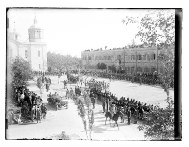 Allenby's official entry with military review at Russian Compound. British troops on parade LOC matpc.11528