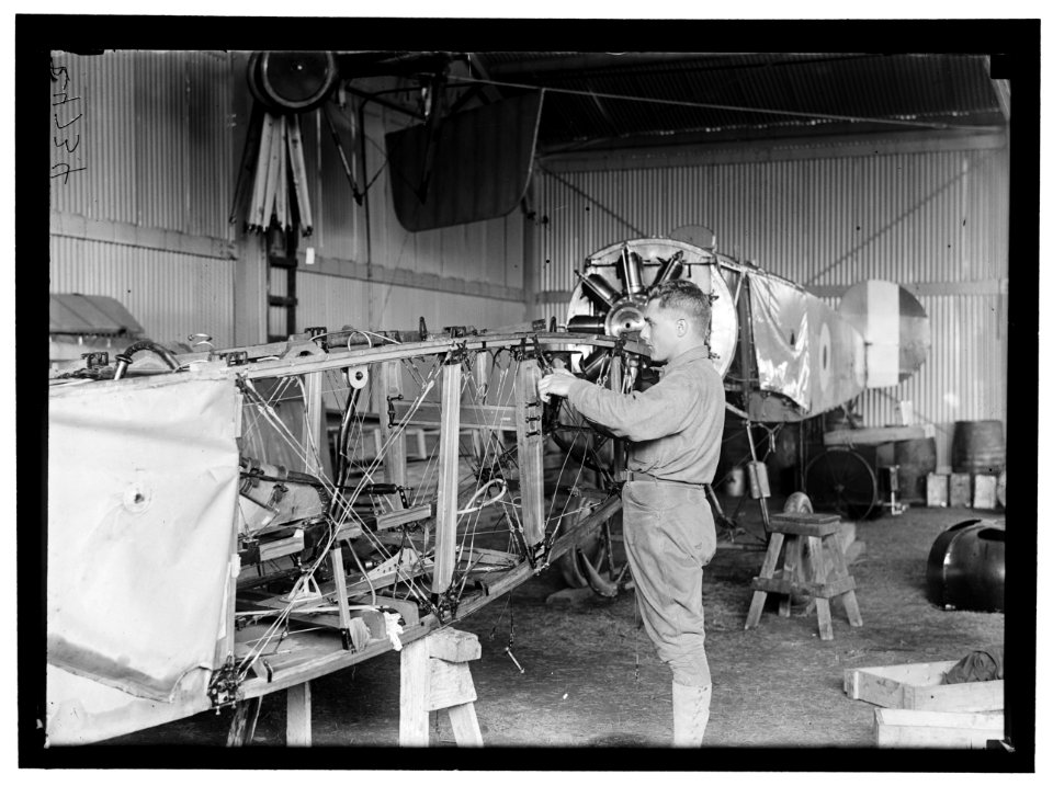 ALLIED AIRCRAFT DEMONSTRATION AT POLO GROUNDS. HANGARS; PLANES, AVRO AND CURTIS BEING CONDITIONED LCCN2016869208