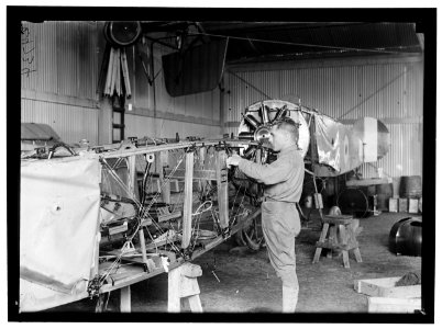 ALLIED AIRCRAFT DEMONSTRATION AT POLO GROUNDS. HANGARS; PLANES, AVRO AND CURTIS BEING CONDITIONED LCCN2016869208