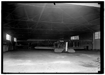 ALLIED AIRCRAFT DEMONSTRATION AT POLO GROUNDS. HANGARS; PLANES, AVRO AND CURTIS BEING CONDITIONED LCCN2016869218