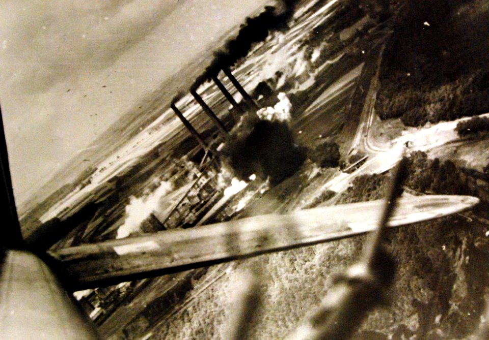 Allied bomb bursts on Fortuna Power Station during daylight raid near Cologne, Germany, 1941 (27268907553)