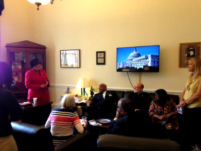 Alma Adam hosting a constituent event at her Congressional office