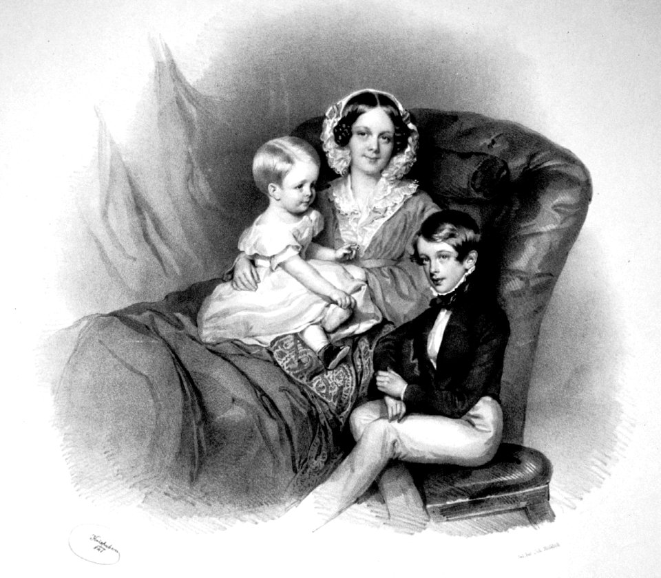 Aloisia Eleonore Schönburg-Hartenstein mit Kindern Litho