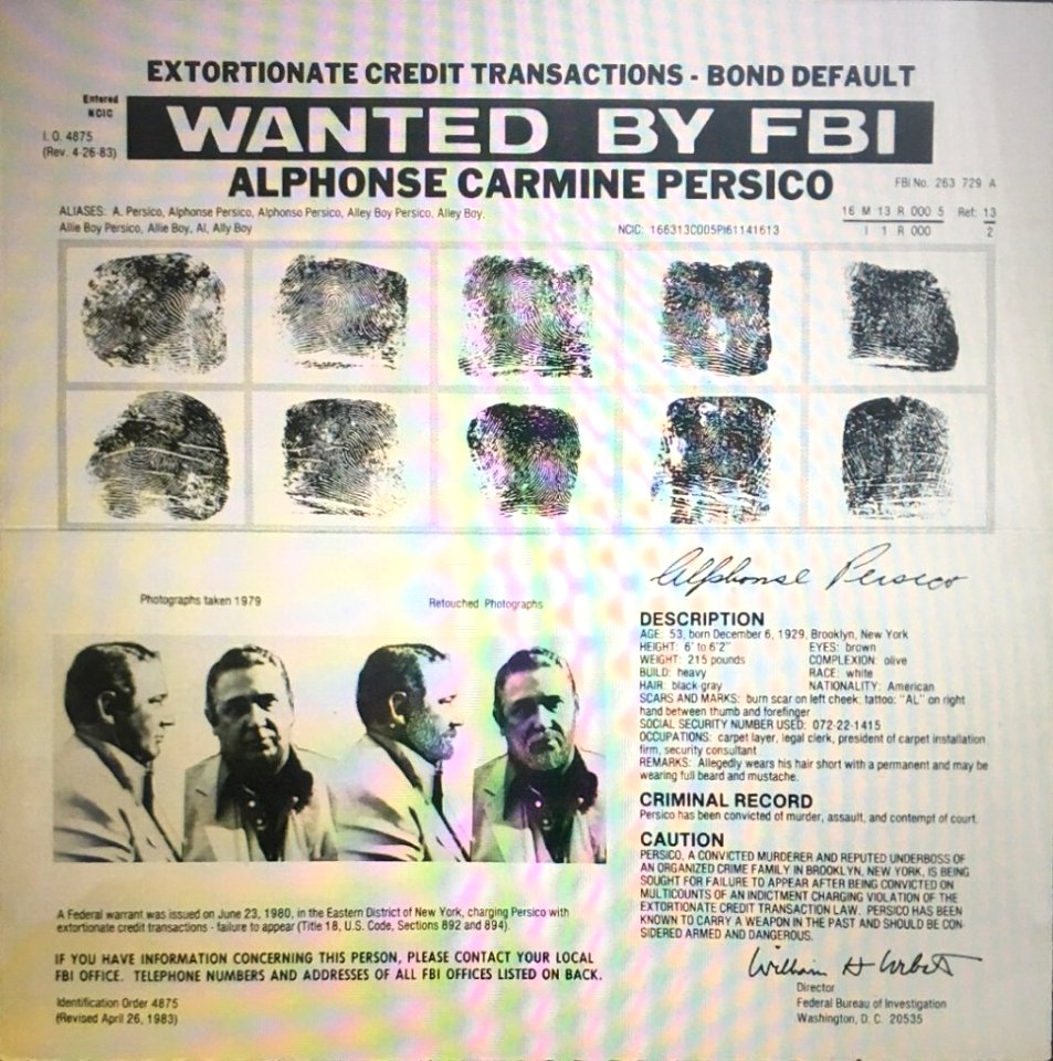Alphonse Carmine Persico - FBI Wanted Poster