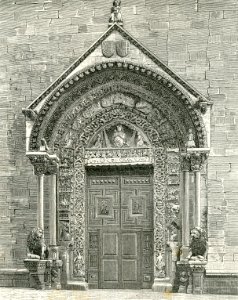 Altamura porta della cattedrale xilografia di Barberis 1898