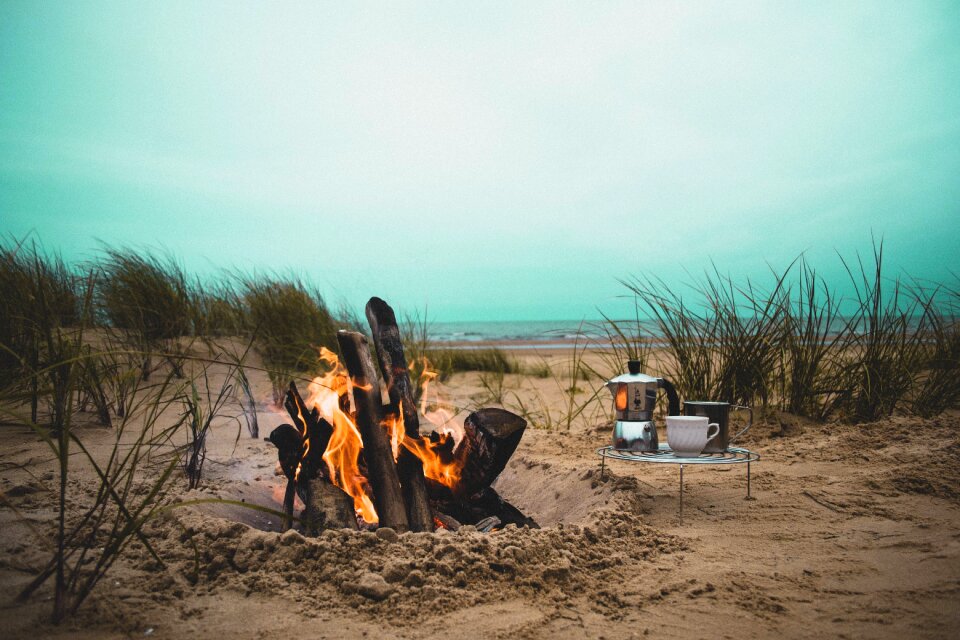 Campfire beach heat