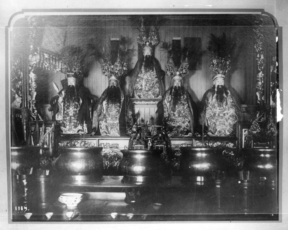 Altar of Wise Men in the Joss House of Prayer, San Francisco, ca.1900 (CHS-1184-c)