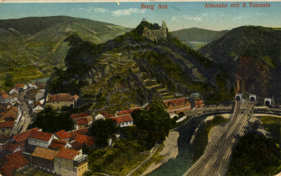 Altenahr, Rheinland-Pfalz - Burg Are; Altenahr mit drei Tunnels (Zeno Ansichtskarten)