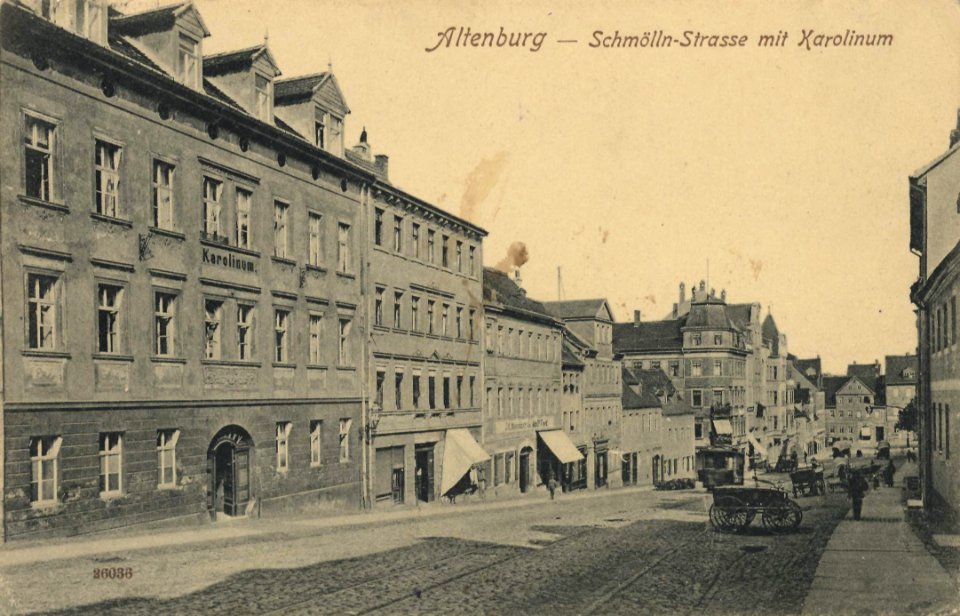 Altenburg i. Thür., Thüringen - Schmöllnstraße mit Karolinum (Zeno Ansichtskarten)