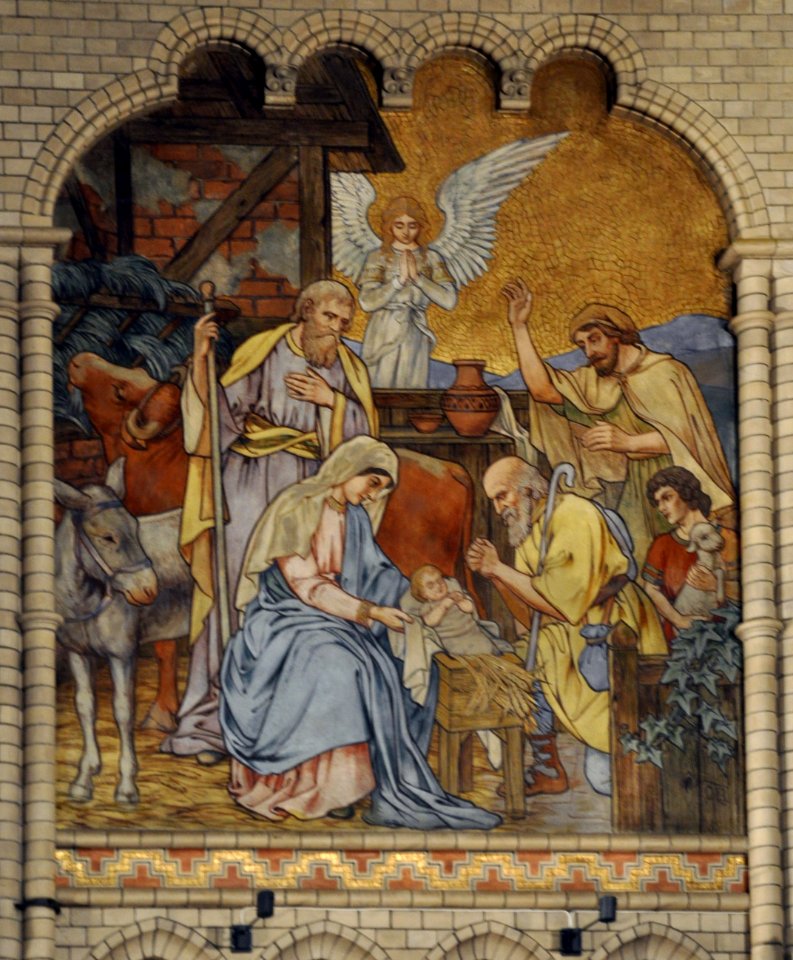 Altenburg Brüderkirche Wandmalerei Anbetung der Hirten