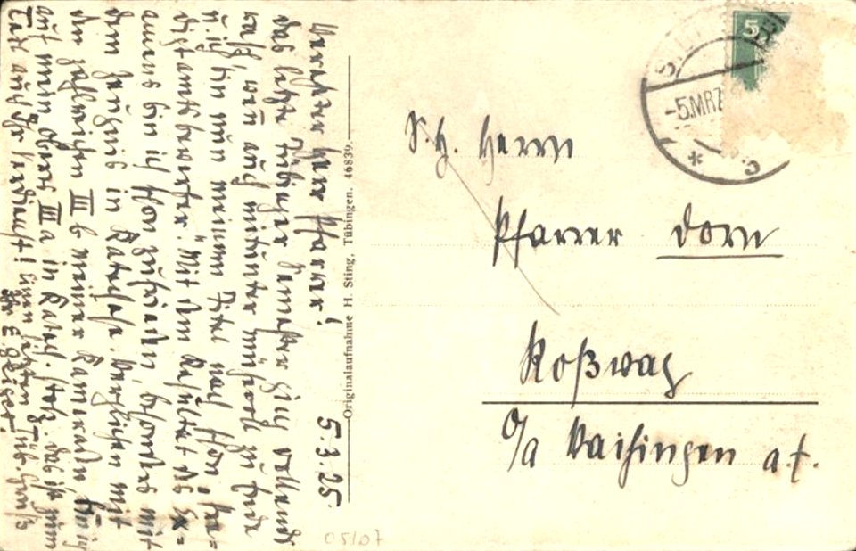 Altstadt und Hohentübingen von Norden (AK 46839 H Sting 1925) R